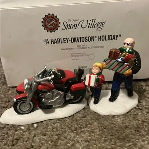 The Original Snow Village Dept 56 “ A Harley Davidson Holiday”